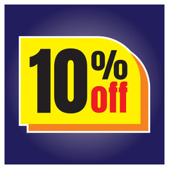 Number discount values ​​blue background yellow orange and black