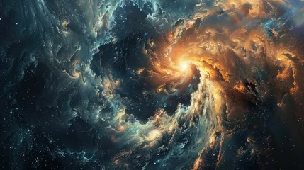Rolgordijnen Distorted Realms: Awe-Inspiring Singularity in the Cosmos © pengedarseni