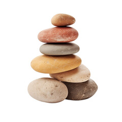 Stack of zen stones isolated on transparent background.