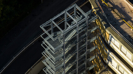 Aerial view of emergency stairs of a building