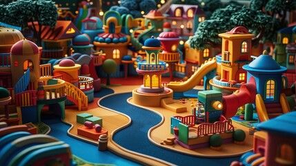 Playful Paradise: Immersing in a Colorful 3D Clay Playground Backdrop
