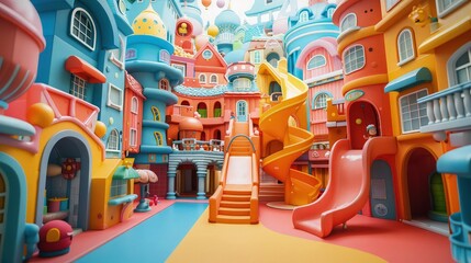 Clay-Crafted Fantasy: Exploring a Vibrant 3D Playground World for Children