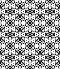 Black and white seamless abstract pattern. Background and backdrop. Grayscale ornamental design. Mosaic ornaments. Vector graphic illustration. EPS10.