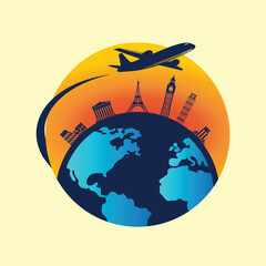 Travel Logo  Plane World Tour Holiday Historical Places