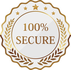 高級感のあるセキュリティ対策エンブレム　ホワイト＆ゴールド