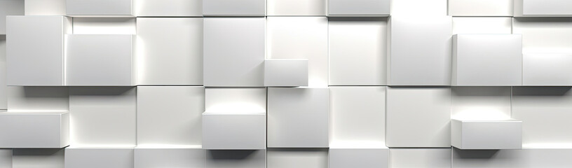Close Up of a White Wall With Squares and Rectangles