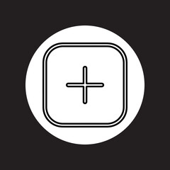 Add icon vector. Plus icon logo design. Medical cross symbol in circle isolated on black background