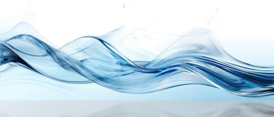 Blue Wave of Water on White Background