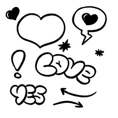 Doodle love sketch illustration. Hand drawn design element for romantic themes.