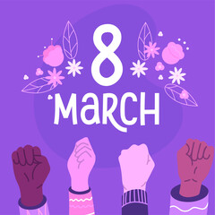 International women's day banner with hands