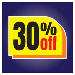 Number discount values ​​blue background yellow orange and black