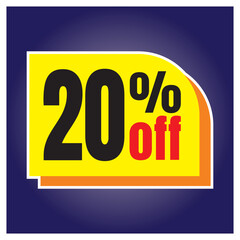 Number discount values ​​blue background yellow orange and black