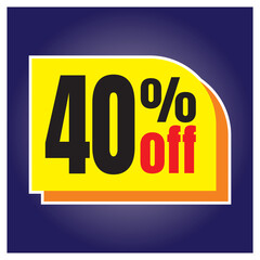 Number discount values ​​blue background yellow orange and black