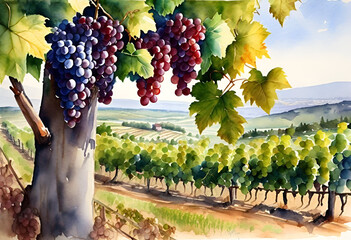 Vineyard in spring season
