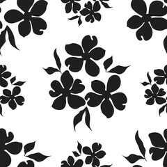 Seamless vector black and white flower pattern art