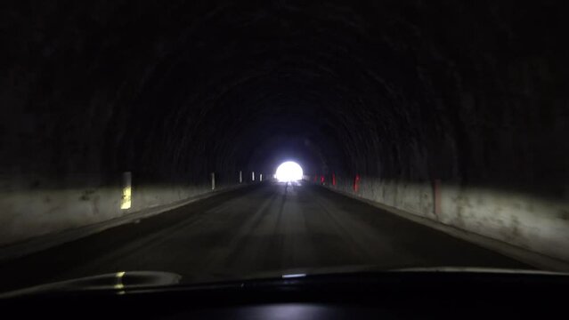 Goriano Sicoli The 285-meter-long Olmo di  Bobbi automotive tunnel on the SP 60 road or Via Provinciale up in the mountains.