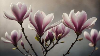 Magnolia blossoms with soft detailed texture Natural abstract delicate shapes and fluid lines