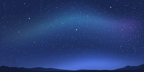 Aurora borealis illustration, night landscape