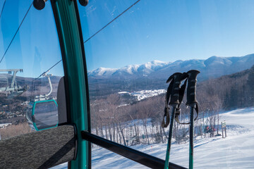  view from a gondola at a ski resort in the mountains