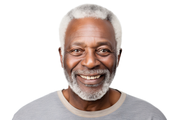 Smiling African American elderly man with grey beard, cut out