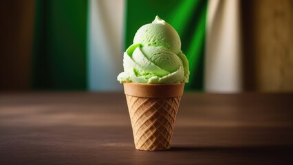carob green ice cream for St. Patrick's Day - obrazy, fototapety, plakaty