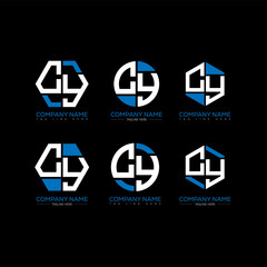 CY letter logo set design.CY monogram polygonal and circle shape vector. CY unique design.
