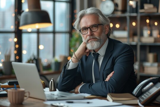 Portrait of a Confident Businessman in a Modern Office