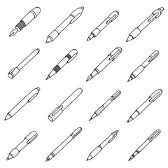 Pen Doodle vector icon set. Drawing sketch illustration hand drawn line eps10