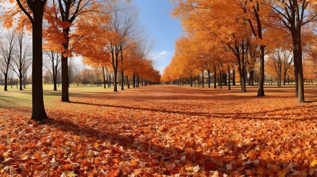 Fall Scenery of Trees and Leaves