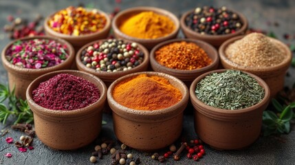 Fototapeta premium Aromatic herbs and spices enhancing the flavors of nourishing dishes