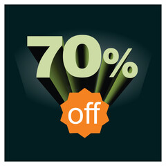 Number discount values ​​percentage green 3D background