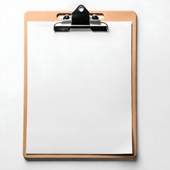 Clipboard with Paper on white background.