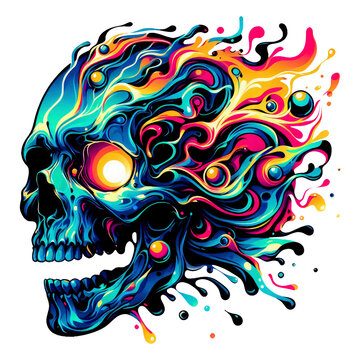 abstract skull illustration t-shirt design, merchandise, stikers,  totebag, 