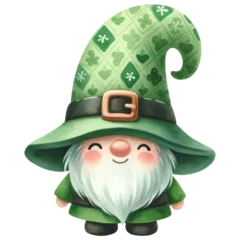 Foto op Plexiglas Cute happy gnome St Patricks Day leprechaun, watercolor, celebration, isolated on transparent background © BussarinK