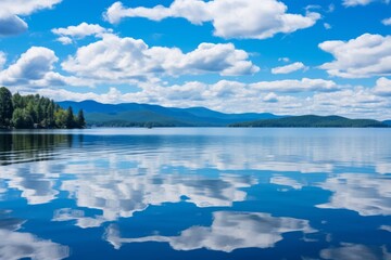 Serene lake reflecting the sky