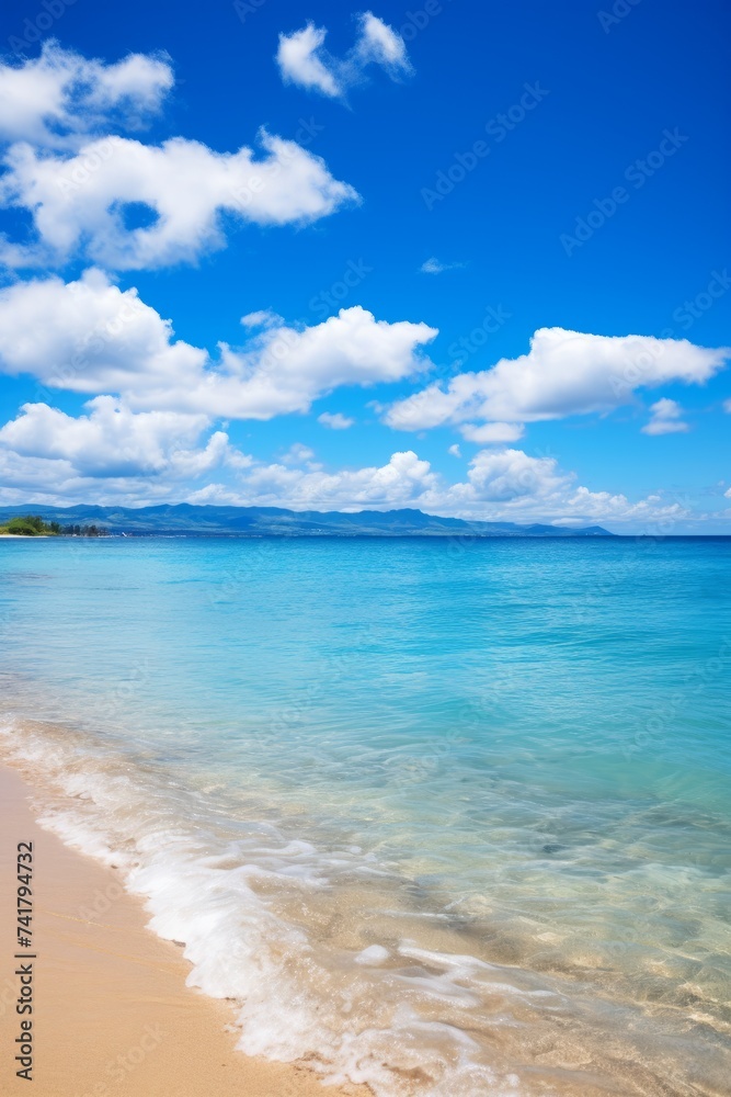 Wall mural beach with white sand and blue water