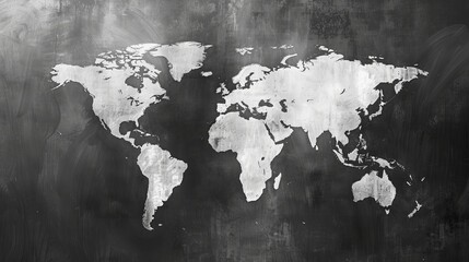 World map illustration with a gradient backdrop of black and white.
