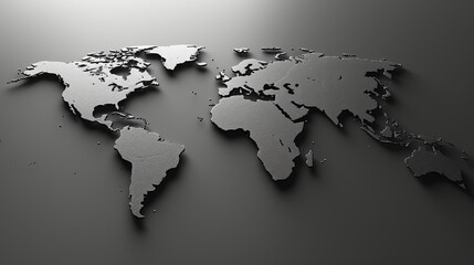 Fototapeta na wymiar World map illustration with a gradient backdrop of black and white.