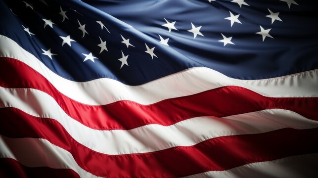 A beautiful waving American flag.