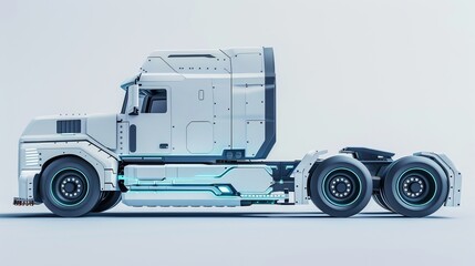 self-driving truck idea with a white backdrop