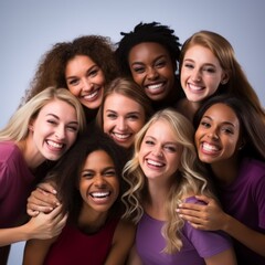 Fototapeta premium A group of diverse women smiling and embracing