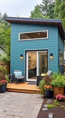 Fototapeta na wymiar Small Modern Backyard House