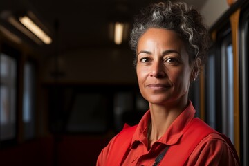 Fototapeta premium Portrait of a female firefighter in uniform