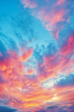 gradient sunset sky with pink and blue clouds