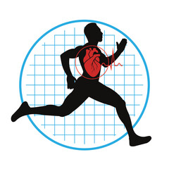 Cardio icon running man vector illustration - 741801735