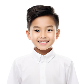 Cheerful young Asian boy, cut out