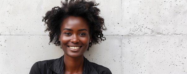 Joyful African Woman with Natural Beauty Portrait