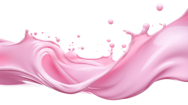 Splash of pink milky liquid similar to smoothie, yogurt or cream