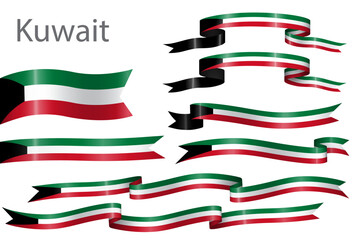 set of flag ribbon with colors of Kuwait for independence day celebration decoration