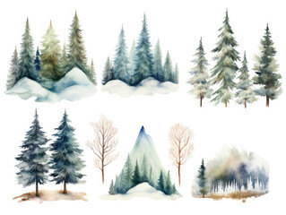  watercolor forest clipart